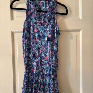 Poupette St Barth - Clara Ruffled Mini Dress - Blue Cary , X-Small